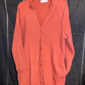 Ces Femme Coral Textured Blouse